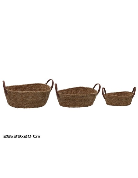 CESTA X3 OVAL C/ASAS  39X28X14/20CM LEIRE