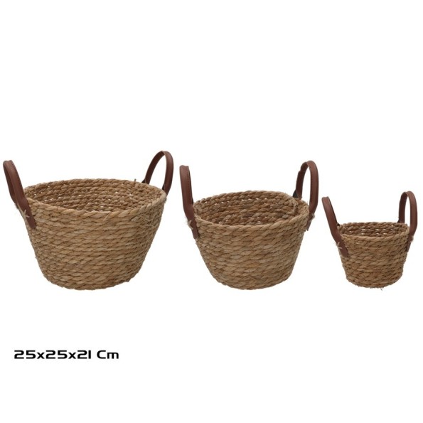 CESTA X3 REDONDA C/ASAS  25X25X15/21CM LEIRE