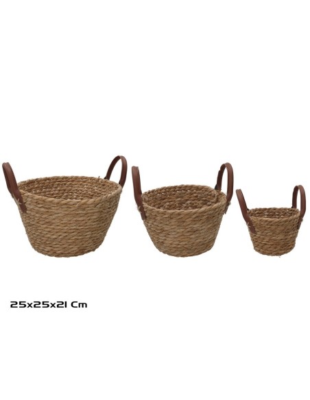 CESTA X3 REDONDA C/ASAS  25X25X15/21CM LEIRE