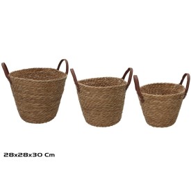 CESTA X3 REDONDA C/ASAS  28X28X24/30CM LEIRE