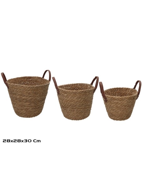 CESTA X3 REDONDA C/ASAS  28X28X24/30CM LEIRE