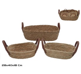 CESTA X3 RECTANGULAR C/ASAS  40X28X12/18CM LEIRE