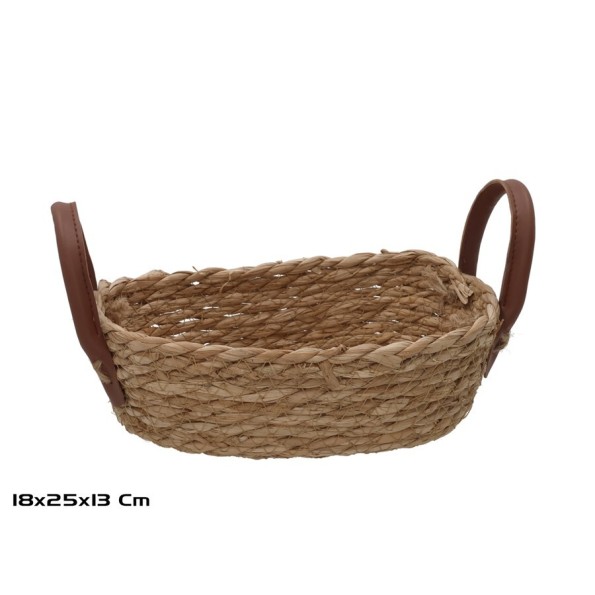 CESTA RECTANGULAR C/ASAS  25X18X7/13CM LEIRE