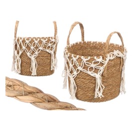 MACETERO MIMBRE MACRAME COLGANTE BLANCO GRANDE