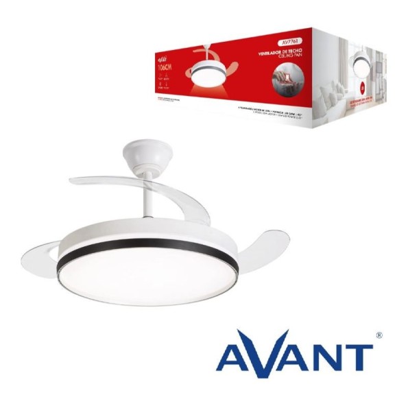 VENTILADOR AVANT DE TECHO 42" RETRACTIL 30W MOTOR 36W LED CONTROL APP