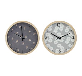 RELOJ PARED MDF CRISTAL 50X6X50 FLORES 2 SURT.