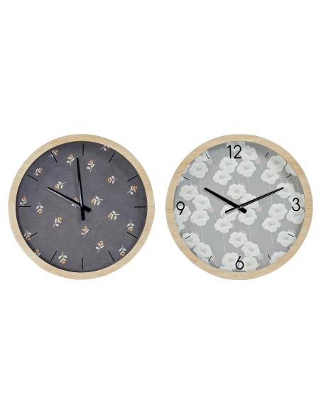 RELOJ PARED MDF CRISTAL 50X6X50 FLORES 2 SURT.