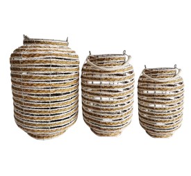 PORTAVELA SET 3 SEAGRASS METAL 25X25X47 NATURAL