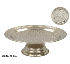 BANDEJA CON PIE 26,5X26,5X10CM DORADO ISA