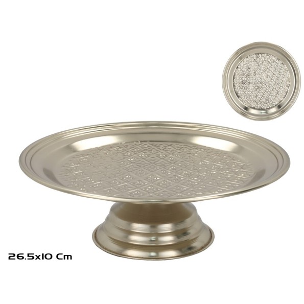 BANDEJA CON PIE 26,5X26,5X10CM DORADO ISA
