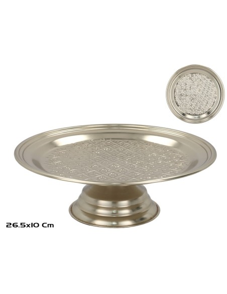 BANDEJA CON PIE 26,5X26,5X10CM DORADO ISA