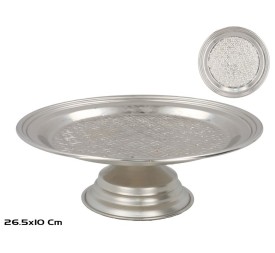 BANDEJA CON PIE 26,5X26,5X10CM NIQUEL ISA