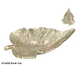 BANDEJA 22,5X17X4CM DORADO HOJAS