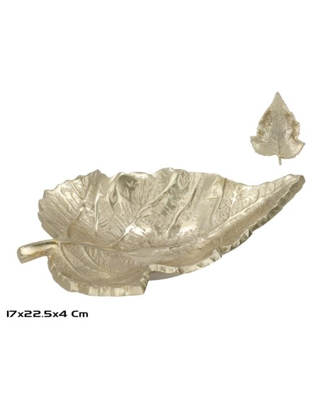BANDEJA 22,5X17X4CM DORADO HOJAS