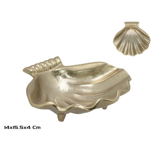 BANDEJA 15,5X14X4CM DORADO CONCHA