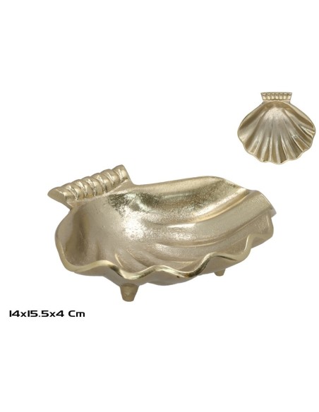 BANDEJA 15,5X14X4CM DORADO CONCHA