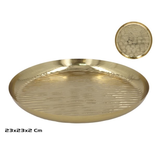 BANDEJA MULTIUSO REDONDA 23X23X2CM LAURA ORO