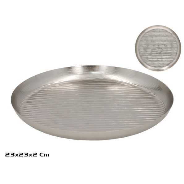 BANDEJA REDONDA 23X23X2CM PLATA
