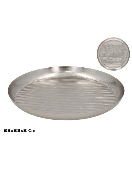 BANDEJA REDONDA 23X23X2CM PLATA