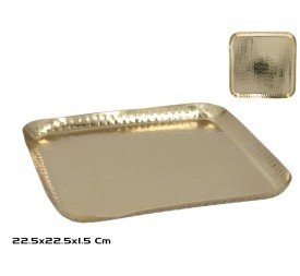 BANDEJA MULTIUSO CUADRADA 22,5X22,5X1,5CM LAURA ORO