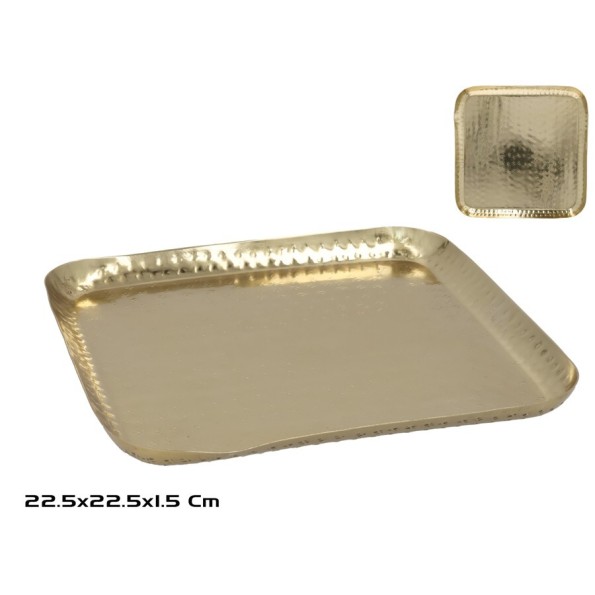 BANDEJA MULTIUSO CUADRADA 22,5X22,5X1,5CM LAURA ORO