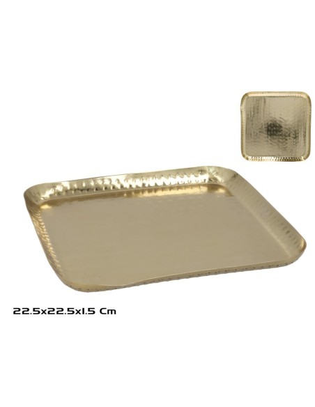 BANDEJA MULTIUSO CUADRADA 22,5X22,5X1,5CM LAURA ORO