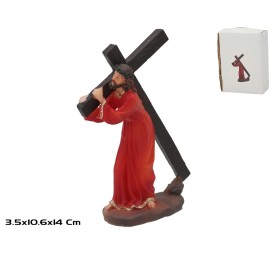 JESUS CON CRUZ RESINA 10.6X3.5X14CM