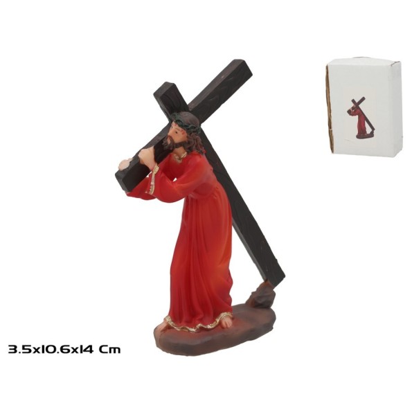 JESUS CON CRUZ RESINA 10.6X3.5X14CM