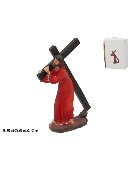 JESUS CON CRUZ RESINA 10.6X3.5X14CM
