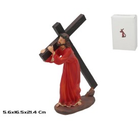 JESUS CON CRUZ RESINA 16.5X5.6X21.4CM