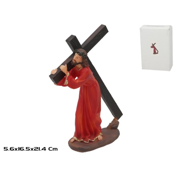 JESUS CON CRUZ RESINA 16.5X5.6X21.4CM