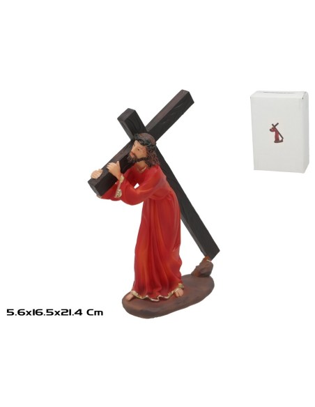 JESUS CON CRUZ RESINA 16.5X5.6X21.4CM