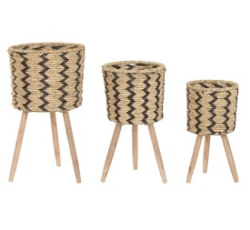 MACETERO SET 3 FIBRA TRENZADA 32X32X58 ZIGZAG