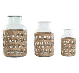 JARRON SET 3 CRISTAL FIBRA 18,3X18,3X30 NATURAL