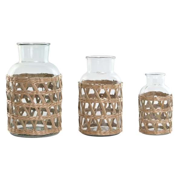 JARRON SET 3 CRISTAL FIBRA 18,3X18,3X30 NATURAL