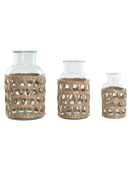 JARRON SET 3 CRISTAL FIBRA 18,3X18,3X30 NATURAL