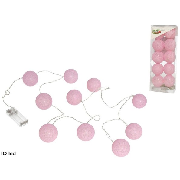 GUIRNALDA 10 LED BOLAS 6 CM ROSA