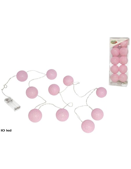GUIRNALDA 10 LED BOLAS 6 CM ROSA