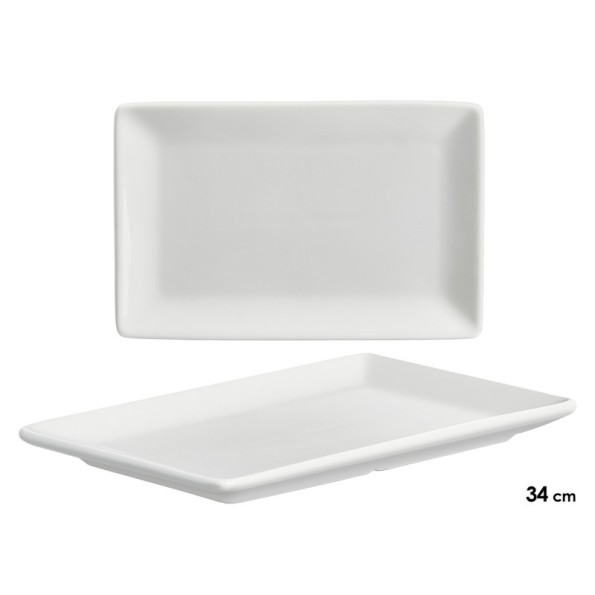 BANDEJA PORCELANA RECTANGULAR BORDE ANCHO 34CM