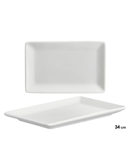 BANDEJA PORCELANA RECTANGULAR BORDE ANCHO 34CM