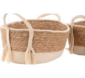 CESTA SET 3 FIBRA ALGODON 28X22X18 CREMA