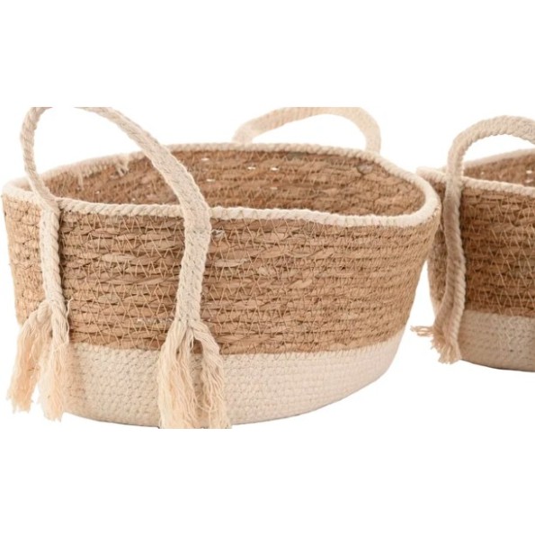 CESTA SET 3 FIBRA ALGODON 28X22X18 CREMA