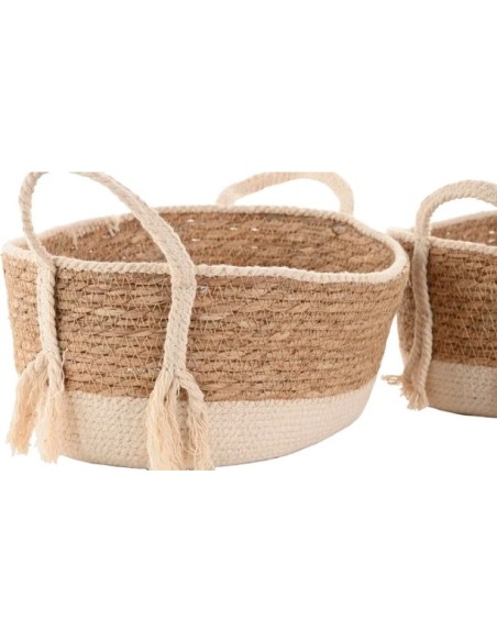 CESTA SET 3 FIBRA ALGODON 28X22X18 CREMA