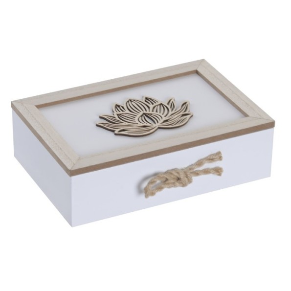 CAJA INFUSIONES MDF CUERDA 24X17X7 FLOR DE LOTO