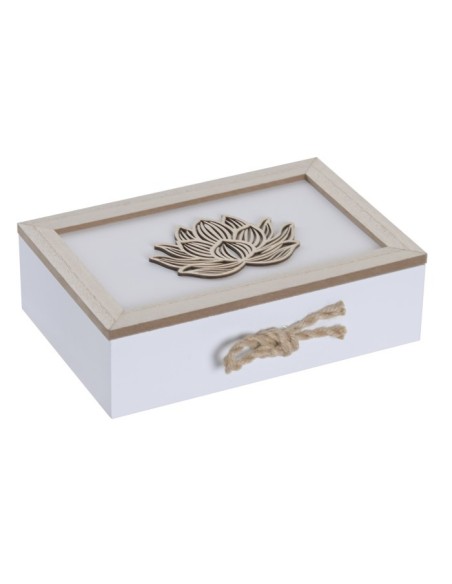 CAJA INFUSIONES MDF CUERDA 24X17X7 FLOR DE LOTO