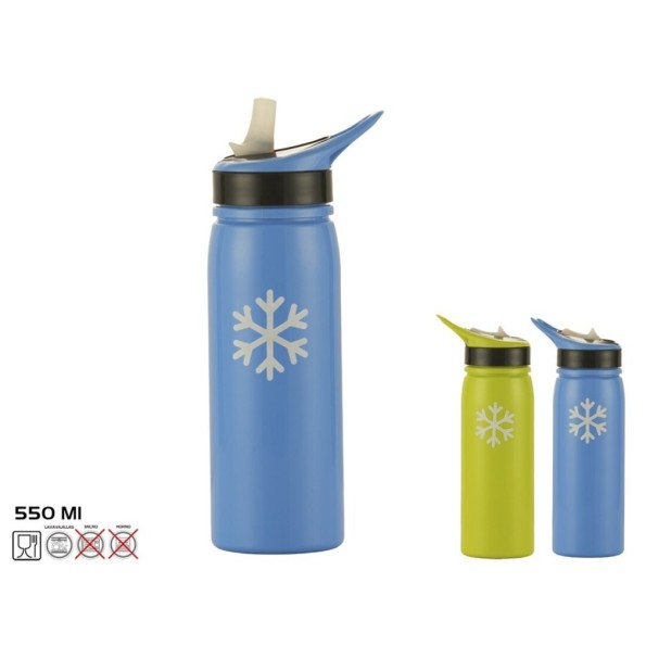 BOTELLA AISLANTE DEPORTE C/BOQUILLA SLIM 550ML 2 SURT