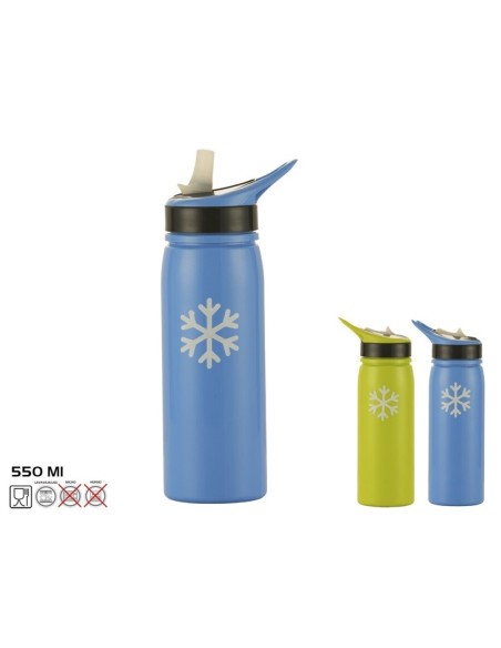 BOTELLA AISLANTE DEPORTE C/BOQUILLA SLIM 550ML 2 SURT