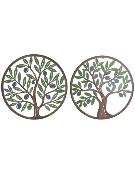 DECORACION PARED METAL 60X1X60 OLIVO 2 SURT.