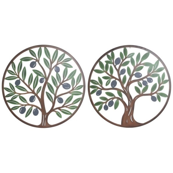 DECORACION PARED METAL 100X1X100 OLIVO 2 SURT.