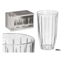 VASO ALTO RAYAS 440ML TRANSPARENTE